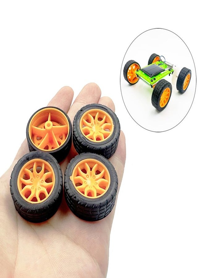 URIMPAVIDO 10PCS 2X30MM Toy Car Wheel Rubber Tire Wheel with Shaft Round Axles for RC Car Truck DIY Model Toy Accessories (Yellow) - Image 3